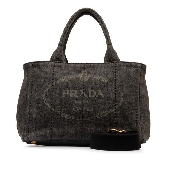 PRADA Canapa Logo Denim Satchel - Picture 11 of 11